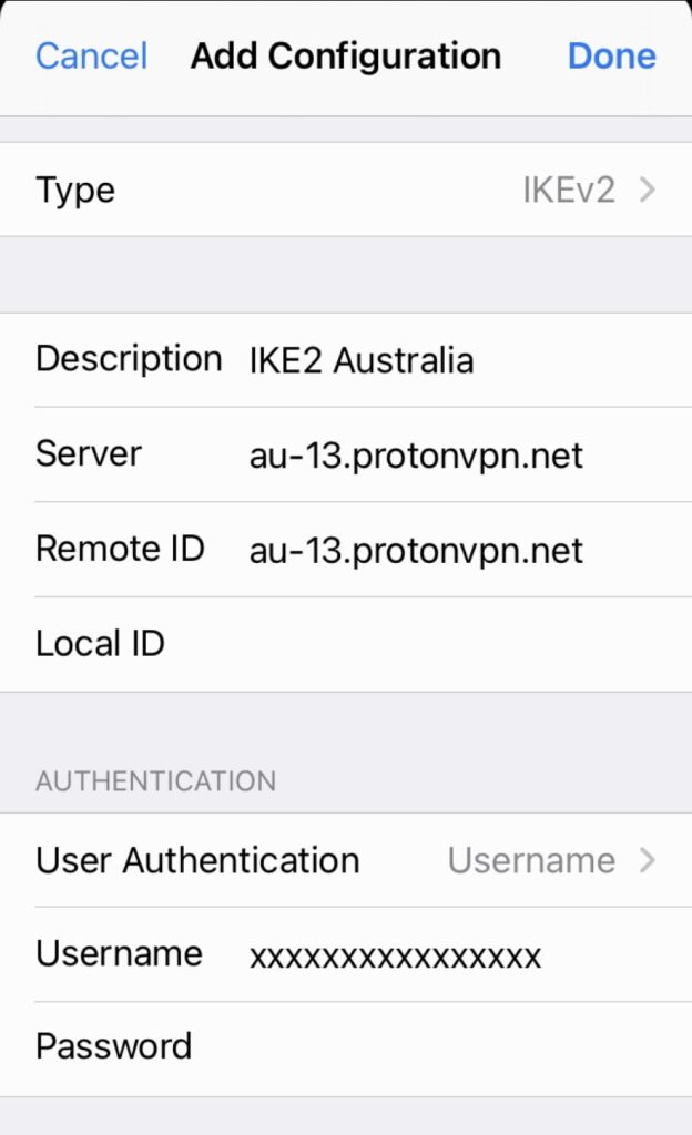 Manual VPN Settings For iPhone